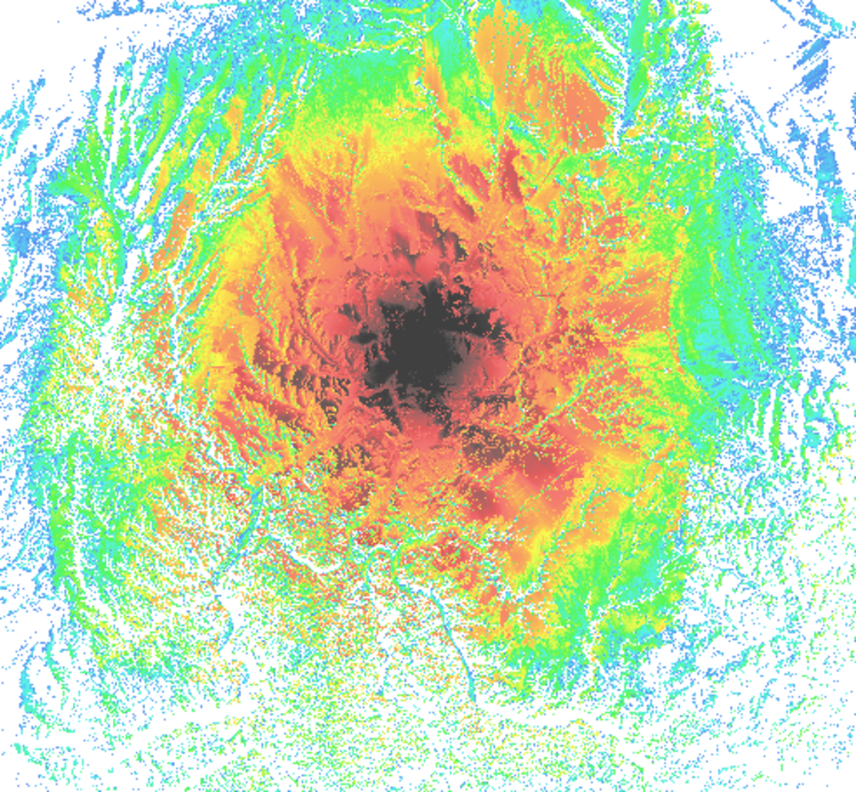 Longley-Rice terrain-based field strength map